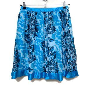 Valerie Stevens Blue Floral Silk Skirt Petite